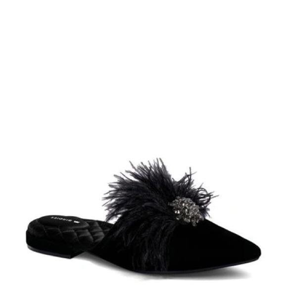 Birdies Dove Black Feathered Mules - Sz. 10 - New in Box - Picture 2 of 14